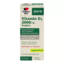 DOPPELHERZ Vitamin D3 2000 I.E. rena droppar, 9,2 ml