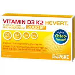 VITAMIN D3 K2 Hevert plus Ca Mg 2 000 IE/2 kapslar, 60 st
