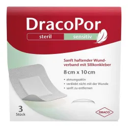 Dracopor sensitiv 8x10 cm steril med silikonlim, 3 st