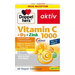 DOPPELHERZ Vitamin C 1000+D3+Zinkdepottabletter, 60 st