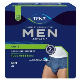 TENA® MEN ACTIVE FIT Plus Byxor blå S/M för inkontinens, 12 st