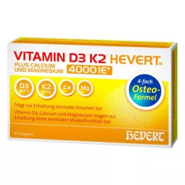 VITAMIN D3 K2 Hevert plus Ca Mg 4000 IE/2 kapslar, 60 st