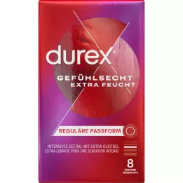 DUREX Riktigt känsla extra fuktiga kondomer, 8 stycken