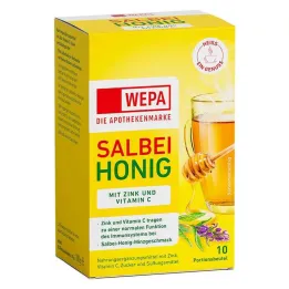 Wepa salvia + honung + vitamin C + zinkpulver, 10X10 g