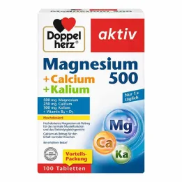 Doppelherz Magnesium 500 + Kalcium + Kalium tabletter, 100 stycken