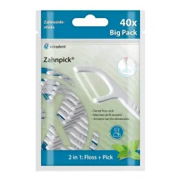 Miradent tandpetare tandtråd 2-i-1 mint, 40 st