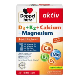 Doppelherz D3 + K2 + Kalcium + Magnesium tabletter, 30 st