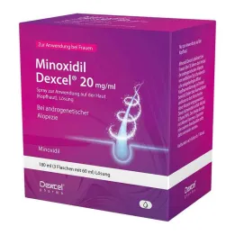 Minoxidil Dexcel 20 mg/ml spray för användning i hårbotten, 3x60 ml
