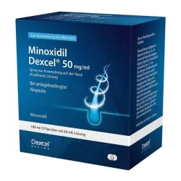 Minoxidil Dexcel 50 mg/ml spray för användning i hårbotten, 3x60 ml