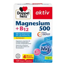 Doppelherz Magnesium 500 + B12 2-fas depåtabletter, 120 st