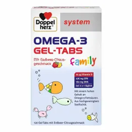 Doppelherz Omega-3 Gel-Tabs familjen Strawberry Citrus system, 120 stycken