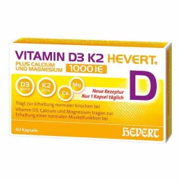 Vitamin D3 K2 Hevert + Kalcium och Magnesium 1000 IE kapslar, 60 st