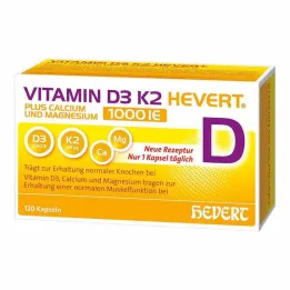 Vitamin D3 K2 Hevert + Kalcium och Magnesium 1000 IE kapslar, 120 stycken