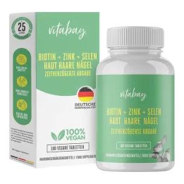 Biotin + Zink + Selen Hud + Hår + Naglar veganska tabletter, 180 st