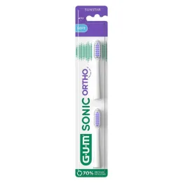 GUM Sonic Ortho ersättningsborsthuvuden, 2 st
