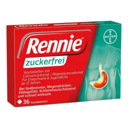 Rennie sockerfria tuggtabletter, 36 st