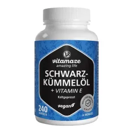 Svart spiskumminfröolja i kapslar + vitamin E, 240 kapslar