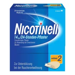 NICOTINELL 14 mg / 24-timmars nikotinplåster, medium för plåsterstyrka (2), 30 st
